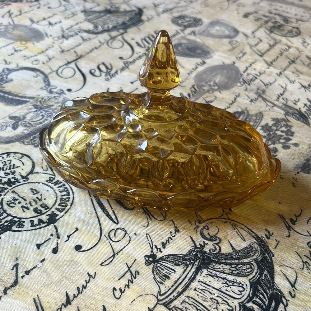 Amber Glass Trinket Dish